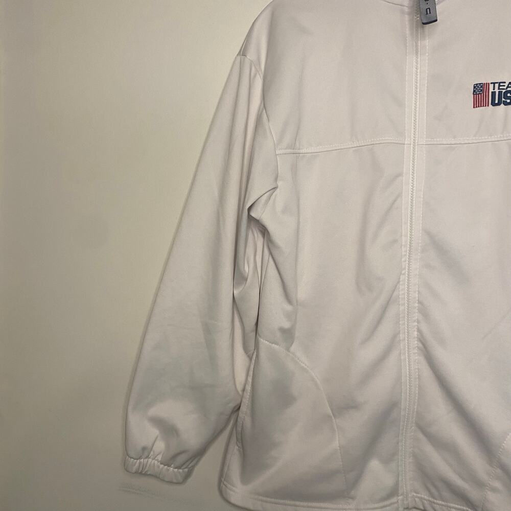 Team USA Olympic Committee White Full Zip Track Jacket Large Winter Olympics - Picture 3 of 15
